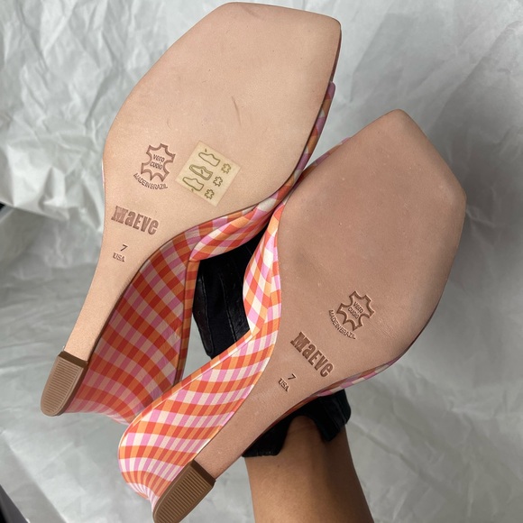 NWOT Maeve Gingham Square Toe Wedge Heels Size 7 - Picture 8 of 15